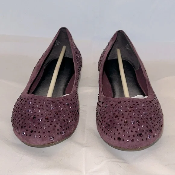 Gently used…Sperry Top Sider EMMA 9M Purple Suede Ballet Flats Shoes SPARKLY! - Picture 1 of 6